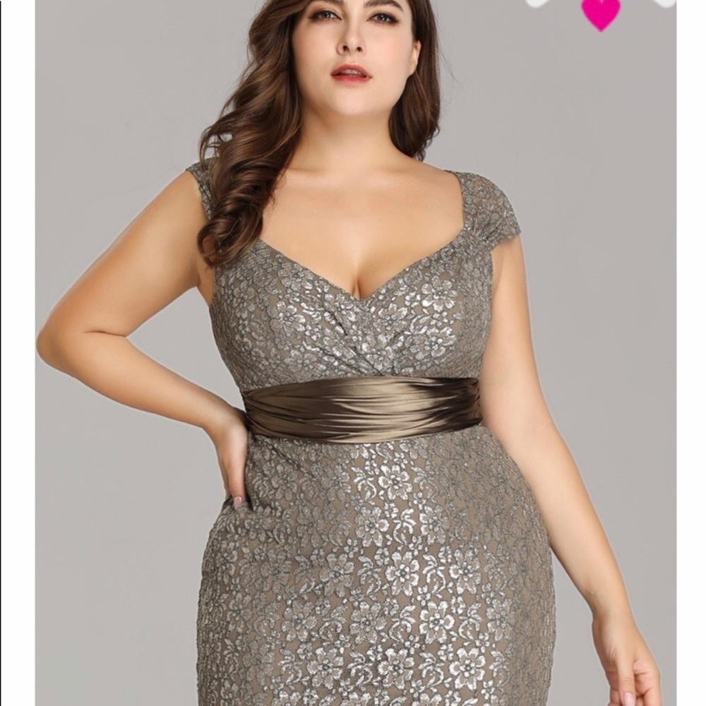 🆕 Plus Size Floor Length Lace Evening Party Dress - Picture 3 of 5